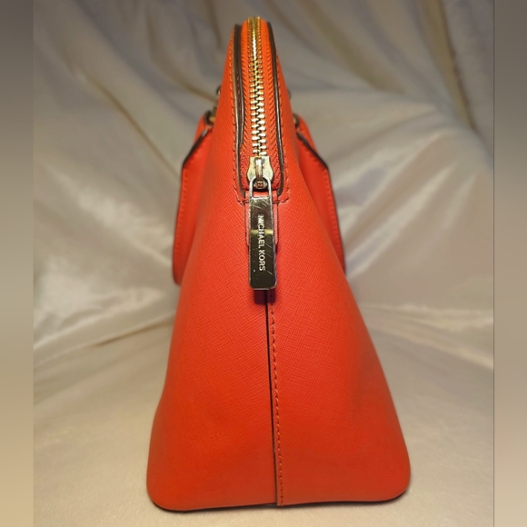 Michael Kors Cindy Medium Dome Satchel - Mandarin Saffiano Leather - Picture 4 of 16